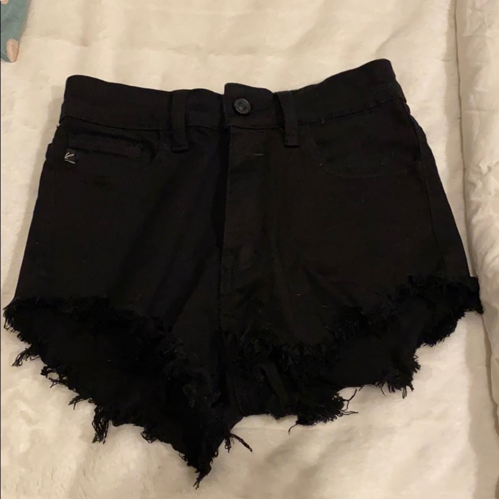 High rise black booty shorts